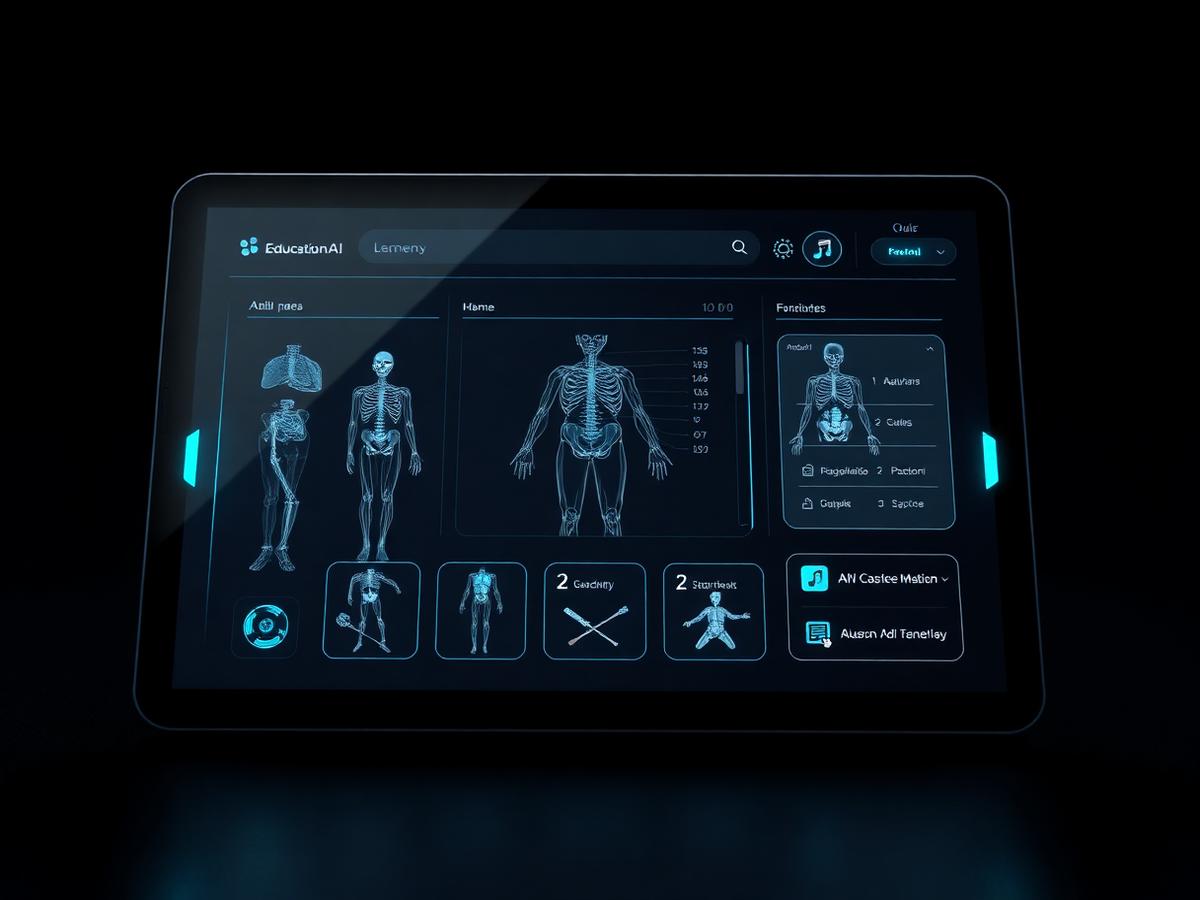 CoreSurface MedAI learning interface on a tablet showing anatomy revision modules